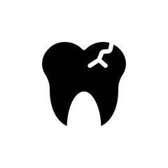 Cracked tooth icon. representing dental problems, decay, and the need for oral care. Simple vector icon for dental health concepts
