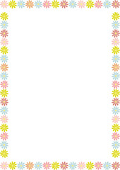 Doodle frame with colorful flower elements. Trendy graphic template. Cute empty frame box