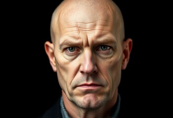 Obraz premium Bald man with a stern expression