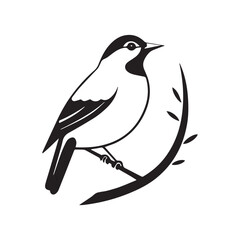 Bird silhouette perched on a branch in vector style illustration