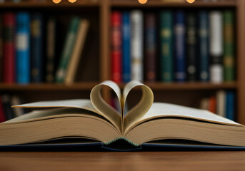 Fototapeta premium A Heart Shaped Book: An Image of Love for Reading, Literature, and Knowledge - World Book Day