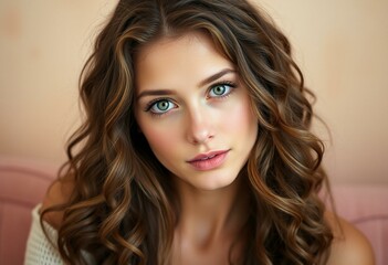Fototapeta premium Photorealistic natural light portrait of a young woman