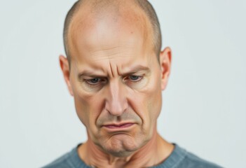 Fototapeta premium Portrait of a bald man with a stern expression