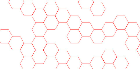 Abstract white background with red hexagons seamless pattern and geometric in vector design. Futuristic blue neon honeycombs. Modern technology design .Minimal style website banner, decoration .	
