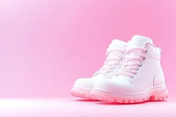 Stylish white boots with pink accents