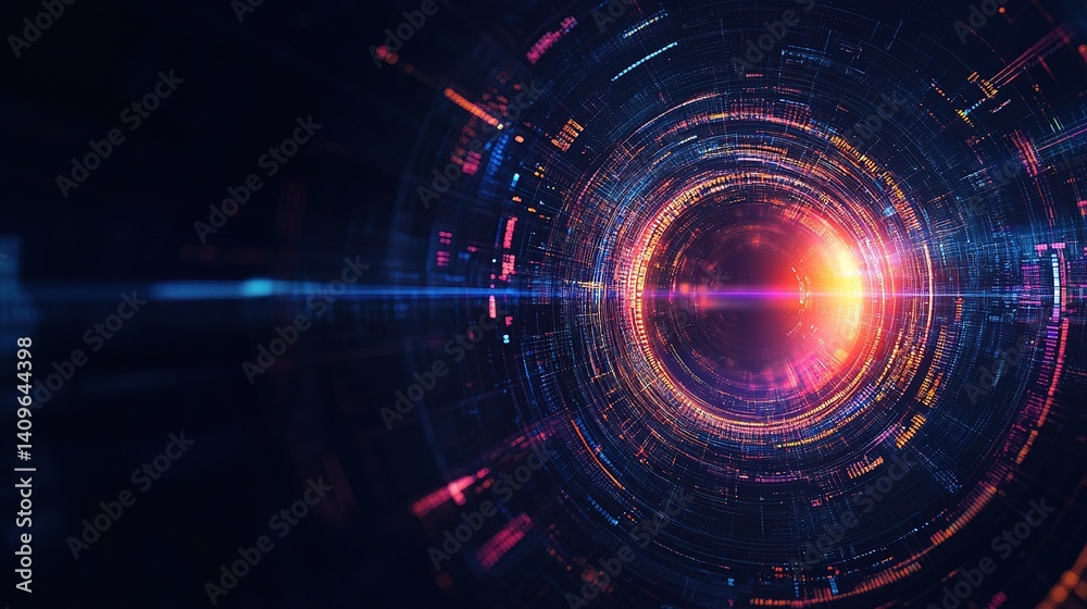 Poster dynamic technology concept with analytics in motion visualization
