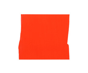 Strip of red adhesive tape on white background, top view