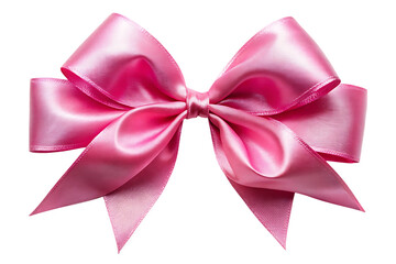 Fototapeta premium Pink satin ribbon bow isolated on white background PNG