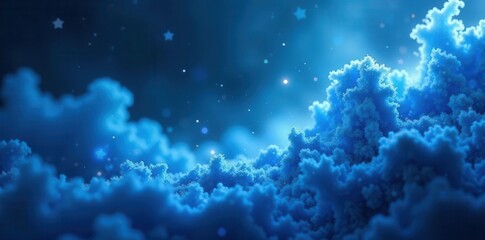 Ethereal blue dust swirls, softly illuminated , cosmic, nebula