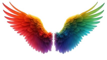 Obraz premium Rainbow colored wings isolated over png transparent background