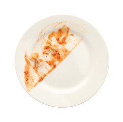 One dirty plate isolated on white, top view