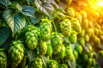 Sunlit Hops Vine, Green Hop Bines, Agricultural Photography, Fresh Hops, Hop Garden, Climbing Hops,  Rural Scene,  Farm Photography,  Nature Photography,  Botanical Photography