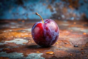 Urban Decay Plums: Grungy Still Life Photography, Isolated Fruit, White Background, Edgy Food Photo © Chaowarat