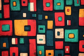 Abstract background featuring colorful rectangles and squares creating a vibrant and dynamic pattern