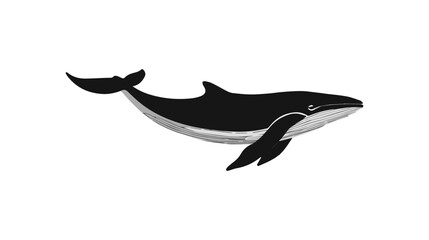 Obraz premium Stylized Illustration of a Majestic Whale Swimming Gracefully Through the Vast Ocean with Fluid Lines and Simplistic Design Elements
