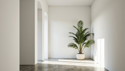 Indoor tropical plant in minimalist home interior  