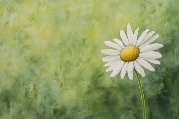 Delicate white daisy against a muted green backdrop.