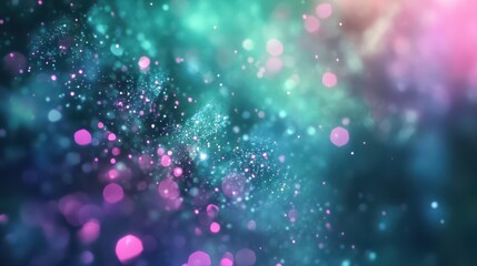 Abstract digital art with swirling teal and pink colors.