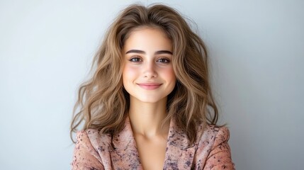 Fototapeta premium Young woman with healthy, styled hair and a pleasant expression