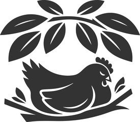 Hen in forest vector silhouette