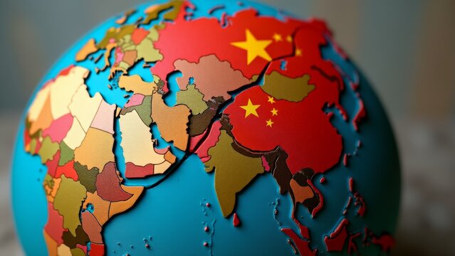 China Flag Painted On World Globe