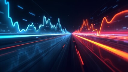 Abstract Financial Chart With Neon Lines