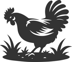Fototapeta premium Hen in forest vector silhouette