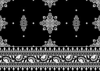 Damask Vintage Floral Seamless Pattern Background, Ethnic pattern traditional, Vintage background abstract design for texture, fabric, clothing, wrapping, decoration.