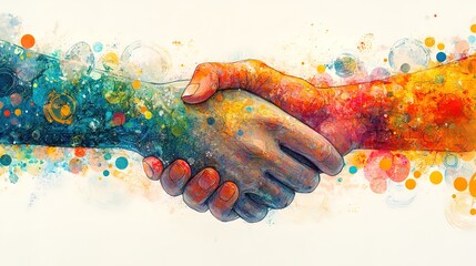 Colorful Watercolor Handshake