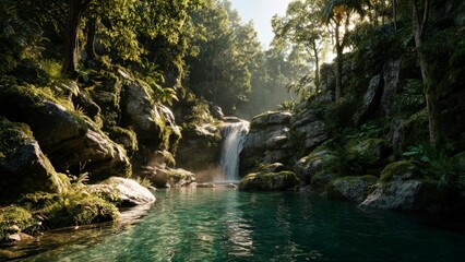 Fototapeta premium Remote Waterfall in Natural Wilderness