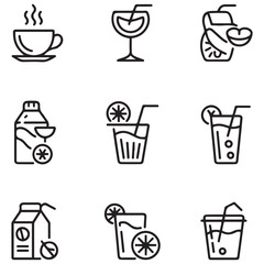 Drink thin line icons collection. Editable stroke. Vector with white background
