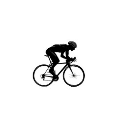 Fototapeta premium Cyclist in motion on road bike icon in black silhouette style