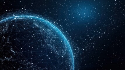 Obraz premium Global network connections, space backdrop, digital illustration, website header