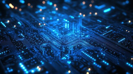 Glowing Circuit Board, Data Processing, Technology, Abstract Background, Digital