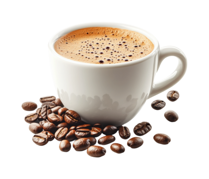 Brewing fresh coffee kitchen beverage warm atmosphere. Isolated on transparent background, png.