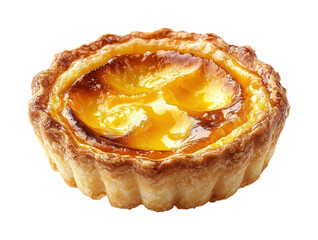 Delicious custard tart recipe home kitchen food cozy. Isolated on transparent background, png.