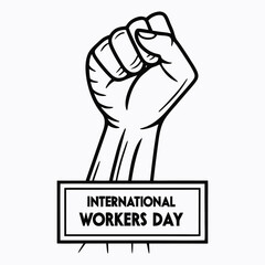 May Day Protest Icon – Raised Fist Representing Worker Power and Unity 