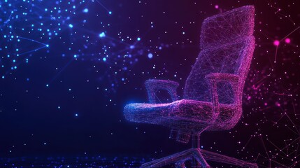 Digital Office Chair, Network Background, Innovation, Futuristic Workplace