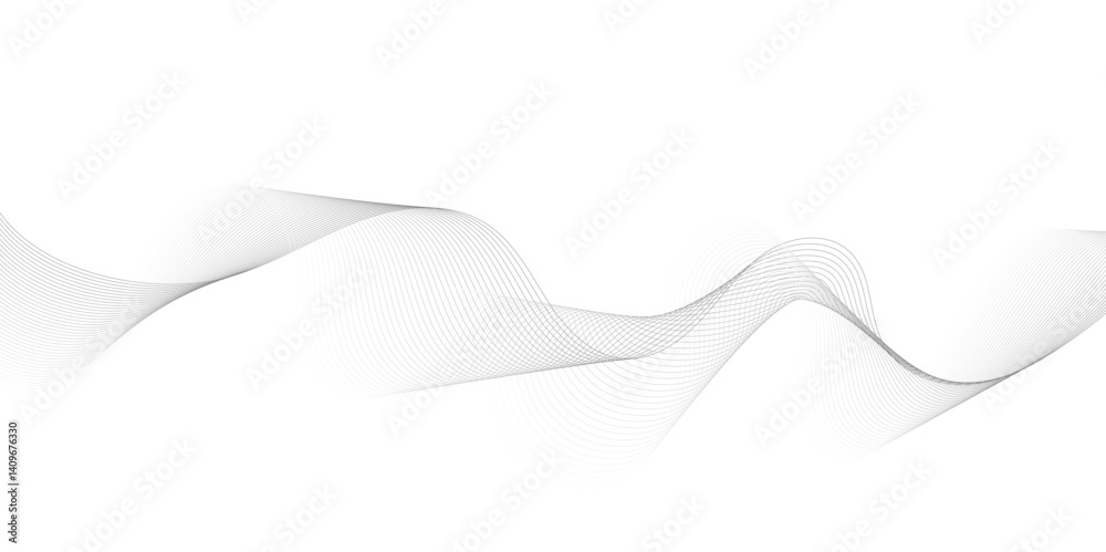 Fototapete Abstract grey, white smooth element swoosh speed wave modern stream background. Wave with lines created using blend tool. Abstract frequency sound wave lines and twisted curve lines background.	