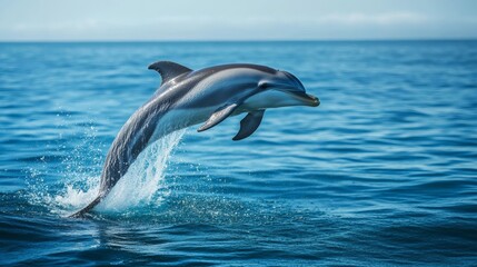 Naklejka premium Dolphin leaping ocean wildlife marine mammal