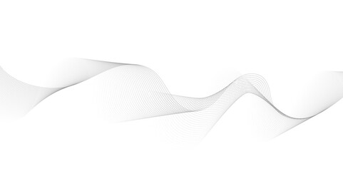 Abstract grey, white smooth element swoosh speed wave modern stream background. Wave with lines created using blend tool. Abstract frequency sound wave lines and twisted curve lines background.	