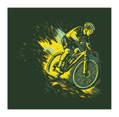 Vector illustration of a MTB biker. Mountain bike cyclist race graphics.