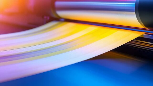 Vibrant Colors Emerging From High-Tech Printer During Dynamic Printing Process