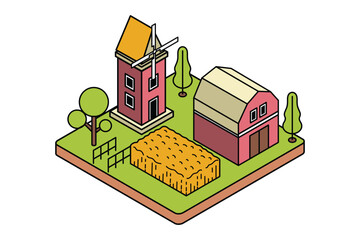 Barn Farming Isometric Illustration