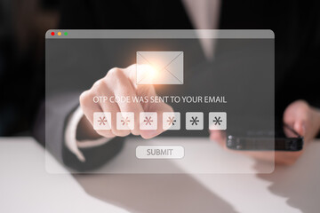 Password OTP verification code cybersecurity technology privacy safety protection concept