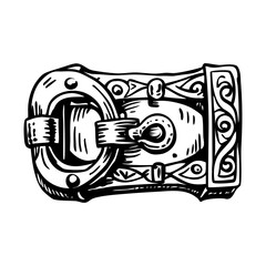 Obraz premium A vintage style illustration of a belt buckle