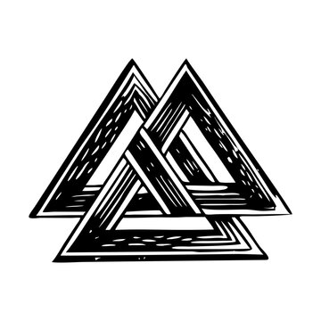 A vintage style illustration of valknut symbol