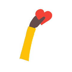 Love and friendship with illustration of heart holding hands