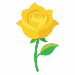 Illustration of yellow rose flower isolated