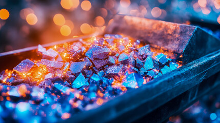 Ore Treasures: A Collection of Metallic Gemstones with Intense Fire and Ice Illumination